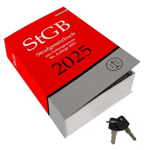 Strafgesetzbuch 2025 Booksafe L – Lustiges Gesetzbuch-Design - Cleverer Buchtresor im Design eines Gesetzbuchs. Ideal für Jurastudenten und Bücherliebhaber, um kleine Schätze stilvoll zu verstecken. Abschließbar und mit zwei Schlüsseln ausgestattet.