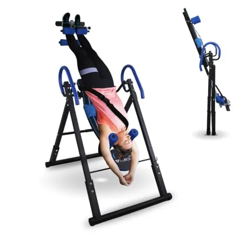 Mobiclinic® Fitness Inversionstisch - Klappbar mit 180° Neigung - Schwerkrafttrainer mit 4 Sicherheitssystemen und bis zu 120 kg Tragfähigkeit. Ideal für effektives Stretching und Rückenschmerzlinderung, faltbar für einfache Aufbewahrung.