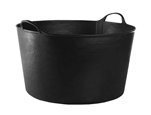 RED HOG Gartenkorb Kunststoff 55L Flexi Bag Wäschekorb Rund Behälter für Haus, Garten, Gebäude, Superstark, Mehrzweck, Verstärkungsrippen, Rissbeständig, Griffe Haltbarkeit: 120 kg, Schwarz