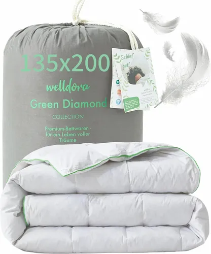 Welldora Komfort Bettdecke 135x200 Sommer – Allergikerfreundliche Daunendecke - Bettdecken, federleicht mit 85% hochwertigen Daunen, ideal für warme Nächte. Zertifiziert mit „Sehr Gut“ für Allergiker und empfindliche Haut.