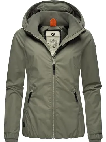 Ragwear Damen wasserdichte Übergangsjacke Dizzie Intl Olive24 3XL - Funktionsjacke, 100% vegan, wasserdicht und winddicht, ideal für Outdoor-Aktivitäten in der Übergangszeit mit bequemer Passform und praktischen Taschen.