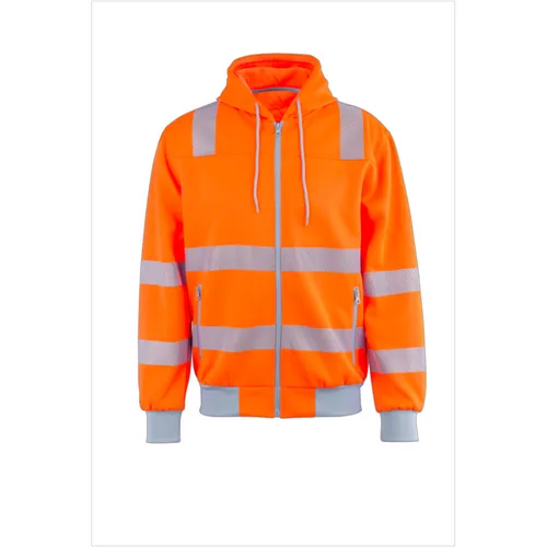 Planam Norit Warnschutz Hoody orange/zink Gr. M - Hochsichtbarer Warnschutz Hoody in orange/zink, aus 100% Polyester gefertigt. Ideal für Sicherheit bei der Arbeit und anpassungsfähiger Tragekomfort.
