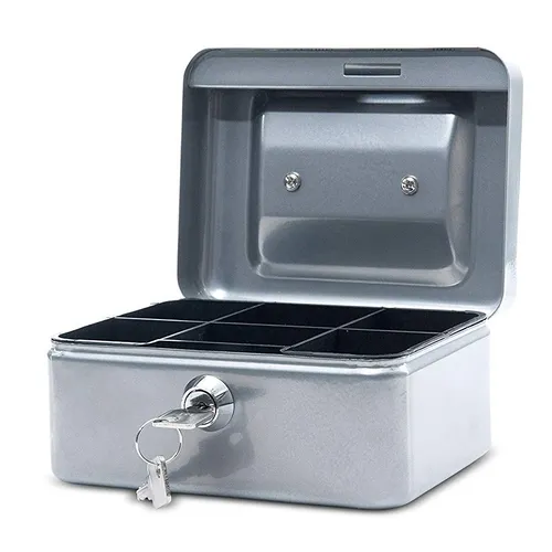 MAUL Geldkassette 5610195 Größe 1 silber - Robuste Stahlkassette mit Zylinderschloss und herausnehmbarem Einsatz für optimale Geldorganisation