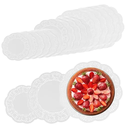 com-four® 84x Tortenunterlagen [ Ø 21 cm | 26 cm | 30 cm ] - Tortenspitzen als Unterlage zum Dekorieren und Servieren - weiße Tortenteller aus Papier (84 Stück - 3 Größen)