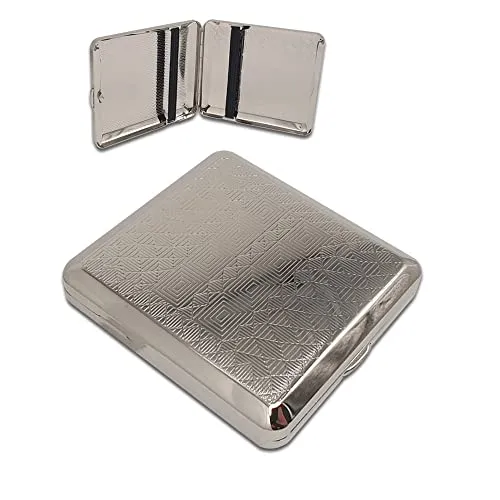 Zigarettenetui | Silver Design | Verzierung “Inka” | für ca. 20 Zigaretten | Stil: Retro | Material: Metall | Farbe: Silber