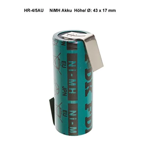 Produktbild Sanyo HR-4/5AU NiMH Akku 2150mAh 4/5A, 43x17mm mit Lötfahne in Z-Form