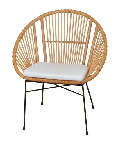 Rattansessel Korbstuhl Sessel Rattanstuhl inkl. Sitzkissen schwarz/honigfarben