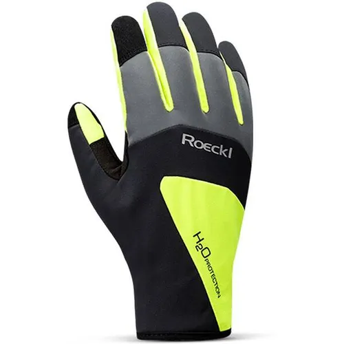 Roeckl Sports Rapallo Winterradhandschuhe schwarz/neongelb - Hochwertige Radhandschuhe für die kalte Jahreszeit mit wasserdichter ROECK-TEX MEMBRANE, reflektierenden Elementen für erhöhte Sichtbarkeit und TOUCHSCREEN-KOMPATIBILITÄT – ideal für sicheres Radfahren bei jedem Wetter.