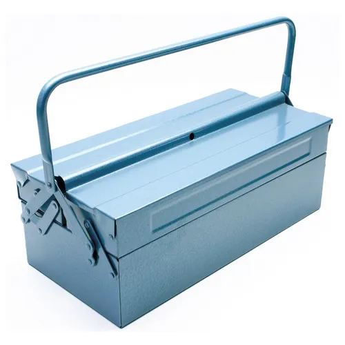 Dönges Werkzeugkasten Stahlblech 5-teilig - Robuster Werkzeugkoffer aus blau lackiertem Stahlblech mit 5 Fächern, ideal für Handwerker, sicher verschließbar und mit praktischem Doppelgriff.