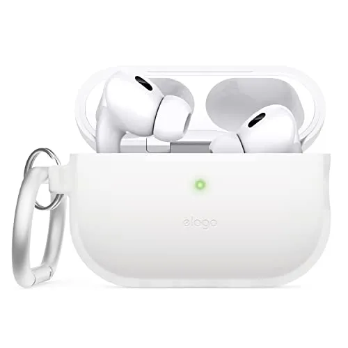 elago Silikonhülle Kompatibel mit Apple AirPods Pro 2. Generation Case, Schutzhülle mit Schlüsselanhänger, Sichtbare Front-LED, Unterstützt Drahtloses Aufladen (Nachtleuchtendes Blau)