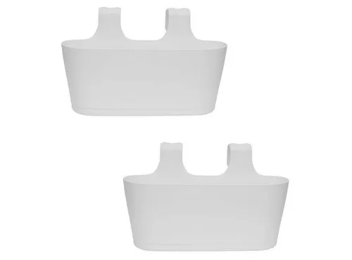 Engelland Blumenkasten Blumentopf zum Hängen - Vorteils-Set 2 St. - Blumenkästen mit 5,5 Liter Fassungsvermögen, frost- und UV-beständig, ideal für kreative Balkongestaltung. Werkzeuglose Montage und integrierte Wasserauffangschale sorgen für einfache Handhabung.