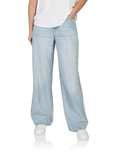 DENIMFY Damen Relax-fit-Jeans DFDana Wide Leg Fit - Bequeme Denim-Hose aus 100% Baumwolle in Light Blue, mit 5-Pocket-Style und krempelbaren Beinabschlüssen für einen modischen Look.