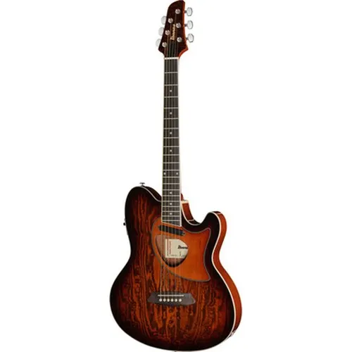 Ibanez TCM50-VBS Westerngitarre - Gitarren mit Mahagoni Korpus und Esche Decke, ausgestattet mit Ibanez AP2 Magnetic Tonabnehmer und 2-Band EQ für hervorragenden Klang.