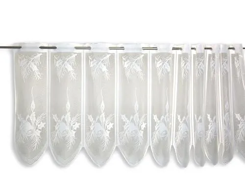 Clever-Kauf-24 Scheibengardine Kerze Glocke Mistel Zweig | HxB 50x140cm | Weihnachten weiß Advent |