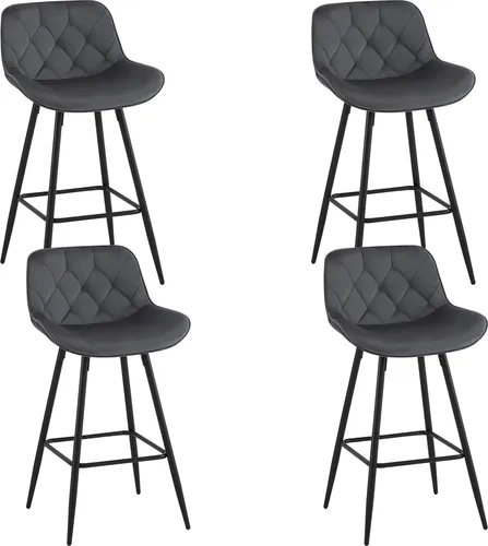 EUGAD Barhocker Set (4 St), Ergonomische Samt Barstühle mit Metallbeinen