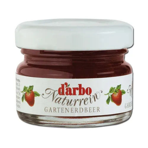 Darbo Erdbeer Konfitüre im Miniglas - 60 Stück - Brotaufstriche: Naturreine Erdbeer-Konfitüre im praktischen Miniglas, ideal für Buffets und besondere Anlässe.