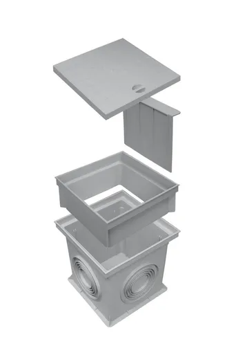 Marley Einlaufschacht 300x300mm mit Geruchsverschluss - Praktischer Einlaufschacht aus Kunststoff mit vielseitigen Anschlussmöglichkeiten. Ideal für Boden- und Oberflächenwasser, inklusive Geruchsverschluss für zusätzlichen Komfort.