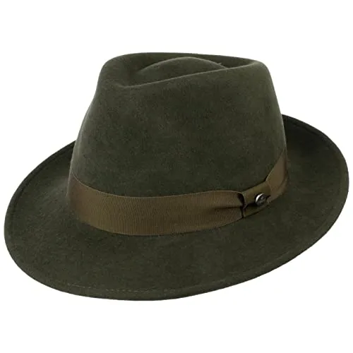 LIERYS City Filzhut Wollfilzhut Damen Herren Wasserabweisend Packable Bogarthut Fedora Sommer Winter dunkelgrün M (56-57 cm)