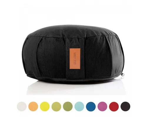 GORILLA SPORTS Bodenkissen Yogakissen - Rund, 100%Baumwolle, Meditationskissen, Sitzhöhe 18cm, Ø 30cm, Sitzkissen, Yoga Bolster, mit Griff, Waschbarer, Farbwahl
