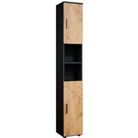 Vicco Hochschrank Irma - Anthrazit/Goldkraft Eiche, 30 x 192 cm - Moderner Hochschrank aus robustem Spanholz, bietet viel Stauraum mit 2 Scharniertüren und stilvollem Design in Goldkraft Eiche und Anthrazit. Ideal für jedes Zuhause!