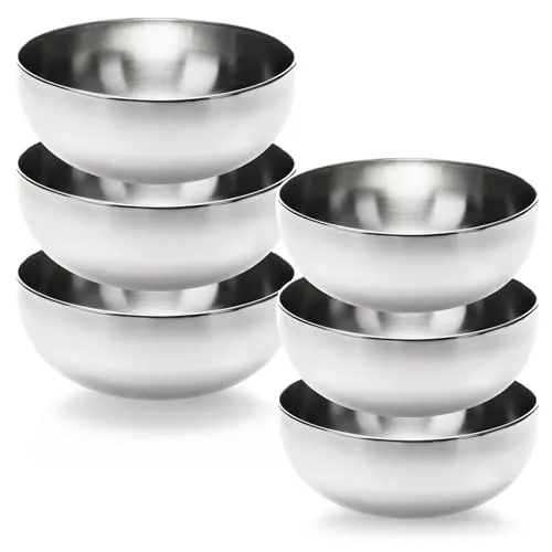 com-four® 6x Salatschüsseln aus Edelstahl - Ø 20 / Ø 24 cm Schüssel Set - Rührschüssel - Obstschale - Metallschüssel - Edelstahlschüssel - Servierschüssel - Deko Schale