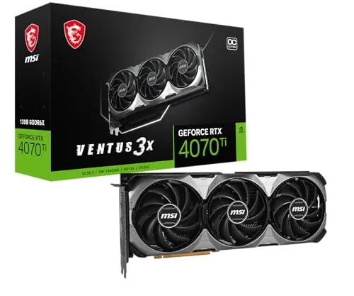 MSI GeForce RTX 4070 Ti VENTUS 3X E 12G OC - Hochleistungs-Grafikkarte - Grafikkarten für Gamer mit 12 GB GDDR6X Speicher, NVIDIA G-SYNC Unterstützung und innovativer Kühlung für optimale Leistung bei 4K Gaming.