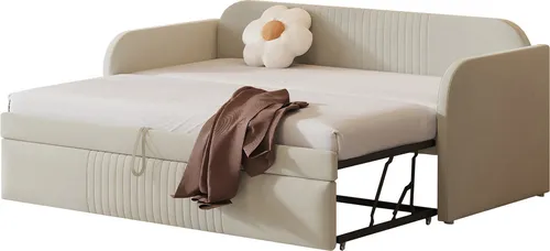 Polsterbett Ausziehbares Schlafsofa (Weiß) 90/180x190 cm
