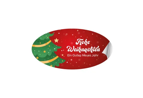 PrintGoing Aufkleber Frohe Weihnachten Aufkleber, selbstklebend und bunt, 60 Stück, Bunte Weihnachtsmotive, 10 verschiedene Muster, 60 Stück