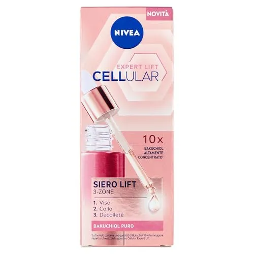 Produktbild NIVEA Cellular Expert Lift Bakuchiol Lifting Serum Gesicht 30 ml, Anti-Falten-Gesichtsserum mit 10x Bakuchiol Pure Sanfte Alternative zu Retinol, Face Serum für straffere und jugendliche Haut