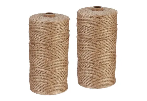 relaxdays Juteschnur 2 mm x 250 m 2er Set Bastelgarn