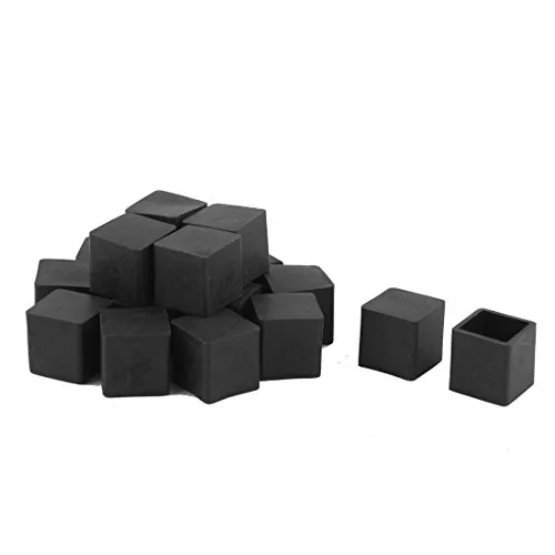sourcing map 18 STK Stuhlbeinkappen Gummi quadratische Form Möbel Tisch Bein Fuß Abdeckkappe Schwarz 20mm x 20mm de