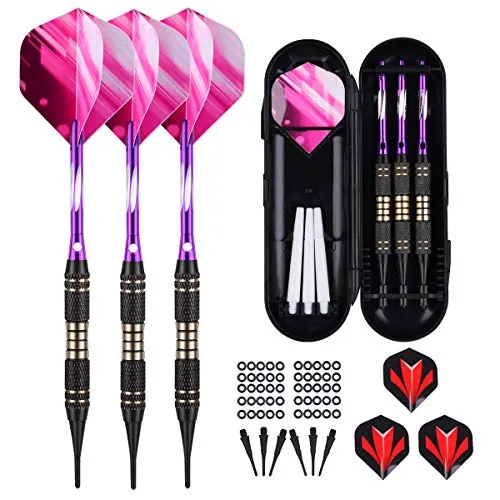 sanfeng Dartpfeile, Dartpfeile mit Kunststoffspitze 18 Gramm, 3 Stück Profi Softdarts Pfeile 16 Gramm für Elektronische Dartscheibe, 6 Aluminum Shafts Flights 50 Anti-Lose Gummiringe 30 Spitzen