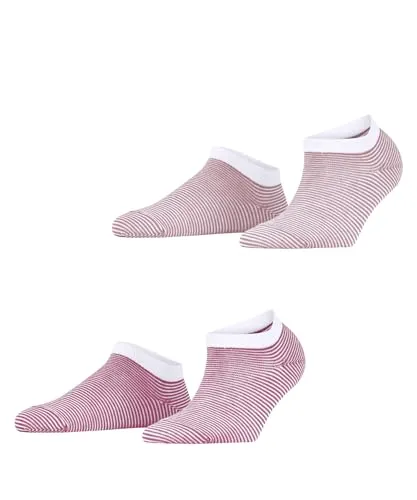 ESPRIT Damen Sneakersocken Fine Stripe Multipack W Sn Baumwolle kurz gemustert 2 Paar, Rosa Rose Mix 0130, 35-38