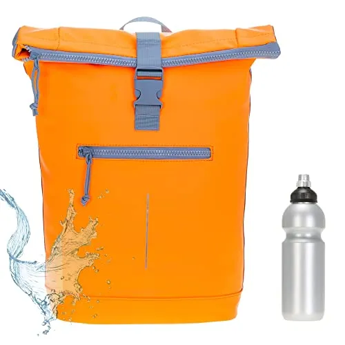 New Rebels Rucksack Plane Time Bag Kurierrucksack Roll-up Fahrradrucksack Sport Fitness + Flasche (NEON Orange 32 (Signal Orange))