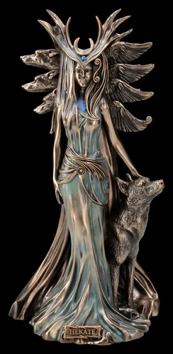 Figur Hekate Groß by Marc Potts – Griechische Mythologie - Dekorative Hekate-Figur aus Kunststein, handbemalt und bronziert. Ideal für jeden Raum und ein Blickfang in Ihrer Sammlung. Höhe: 29,5 cm, Gewicht: 1,4 kg.