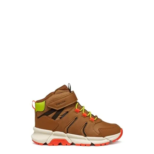 Geox JUNIOR J FLEXYPER PLUS BOY B ABX ANKLE BOOTS - Braun/Orange 31 EU - Wasserdichte und atmungsaktive Kinderstiefel mit flexiblem Design für ein komfortables Tragegefühl.
