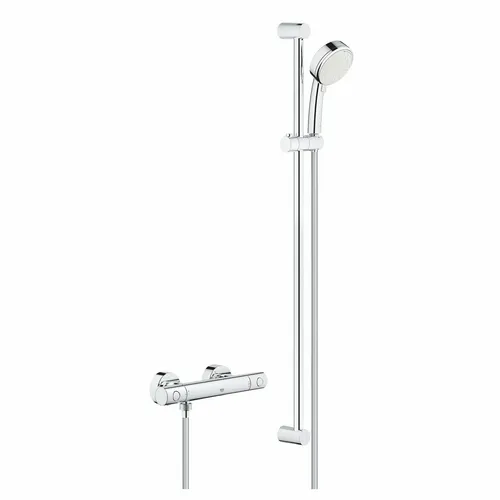 Grohe Grohtherm 800 Cosmopolitan | Thermostat-Brauseset - Badewannen- & Duschsysteme mit Sicherheitsfunktion, die Wassertemperatur auf 38 °C begrenzt, ideal für Haushalte mit Kindern - für komfortables Duschen ohne Risiko.