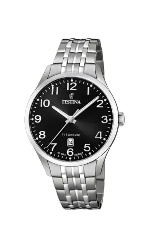 Festina Herren Analog Quarz Uhr F20466/3 mit Titan Armband - Armbanduhren für Herren mit robustem Titan-Armband, 10 Bar wasserdicht und stilvollem Design für jeden Anlass.