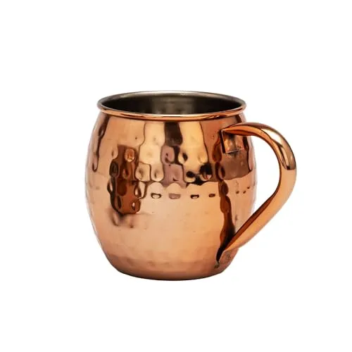 NKlaus Moscow Mule Becher 500ml – Handgefertigter Edelstahlbecher in Kupferoptik - Eleganter 500ml Becher aus rostfreiem Edelstahl mit stilvollem Hammerschlag-Design. Ideal für Cocktails wie Moscow Mule, langlebig und leicht zu reinigen.