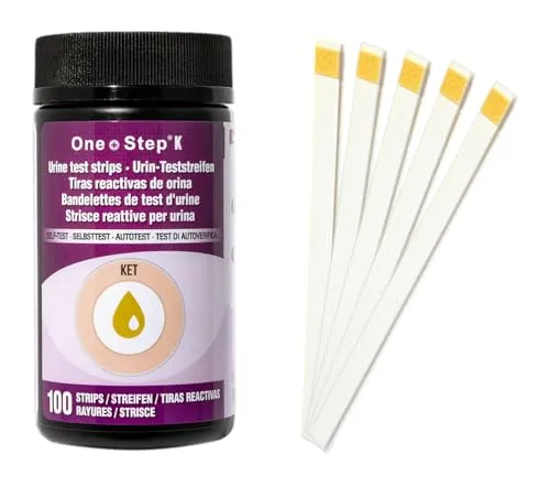 One Step Ketose Teststreifen I Ketone Teststreifen für Diät, Low Carb oder Diabetes I Ketogene Ernährung I Ketostreifen I Keto Test Urin I Ideal für die Stoffwechselkontrolle 100 x