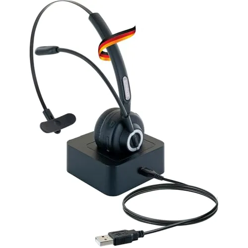 SCHWAIGER HS50 One-Ear Mono Headset - Bluetooth-Headset für ein Ohr, ideal für Videokonferenzen und digitale Telefonie mit ergonomischer Passform und kabelloser Freiheit.