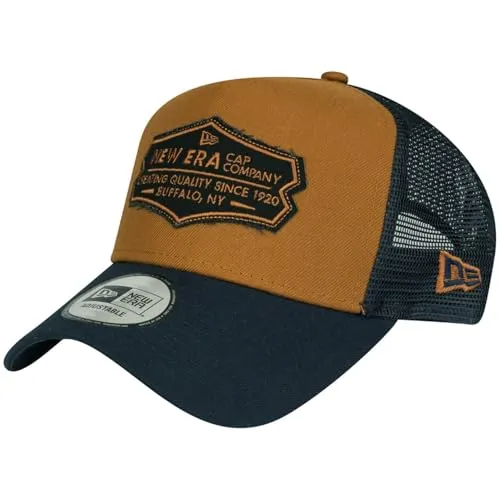 New Era Adjustable Trucker Cap - Retro Patch Navy/Peanut - A-Frame Trucker Cap mit verstellbarem Verschluss für optimalen Tragekomfort und stylischen Retro-Look.