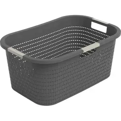 Produktbild Rotho Wäschekorb Country, Schwarz, Kunststoff, 40 L, rechteckig, 38.9x25.1x58 cm, Blauer Engel, Reach, DIN EN ISO 14001, DIN EN ISO 9001, Made in Switzerland, Tragegriffe, recycelbar, umweltfreundlich, Ordnen & Aufbewahren, Wäschekörbe & Tonnen