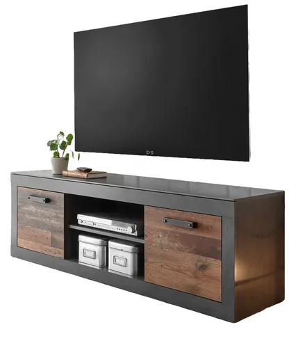 Furn.Design TV-Board Ward - Shabby-Look Unterschrank - Stylisches TV-Lowboard im Used Wood Design mit viel Stauraum und modernen Akzenten. Ideal für jedes Wohnzimmer, bietet Platz für Fernseher und Geräte, einfach zu montieren und pflegeleicht.