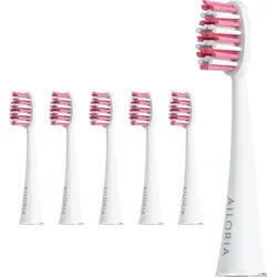 Ailoria Shine Bright Ersatzbürstenköpfe 6er Rose - Ailoria Zahnreinigung, 6 ultrasanfte Aufsteckbürsten mit wellenförmigem Profil für gründliche Reinigung und sanfte Pflege. Entfernen Sie Verfärbungen für ein strahlend weißes Lächeln!
