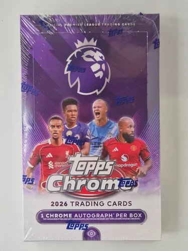 Topps Chrome Premier League 2026 - 1 Hobby Box - Hobby Box mit Sammelkarten der Premier League 2026. Ideal für leidenschaftliche Sammler, bietet spannende Überraschungen und einzigartige Karten.