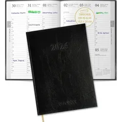 Buchkalender 2026 - Terminplaner A4 mit 30-Minuten-Taktung - Organizer mit praktischer 30-Minuten-Taktung von 7-21 Uhr, extra großer Schrift und flexiblem Hardcover für optimale Planung und elegantes Design.