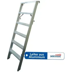 Weise Steigtechnik Anlegeleiter Maxximuss, Industrie-Qualität (12 Stufen, bis 250 kg belastbar), trittsichere Stufen, Anlegeleiter für Regale, rutschfeste Gummifüße silberfarben 325 cm x 325 cm