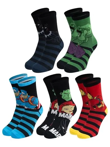 United Labels 5 Paar Marvel Socken für Herren, bunt, 40-45, Herrensocken Superhelden, Männer Strümpfe