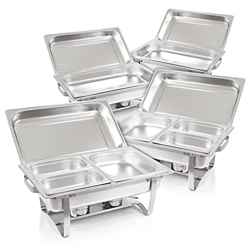 Mahlzeit Chafing Dish Profi Set Grenoble - 4x Edelstahl Warmhaltebehälter für Catering und Buffet, inklusive 30 Teilen für optimale Speisenpräsentation und -temperatur.
